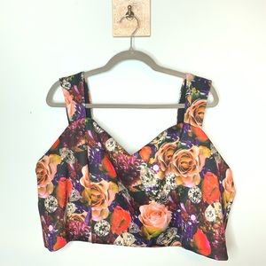 ASOS Curve Floral and Gem Crop Top // Size 22